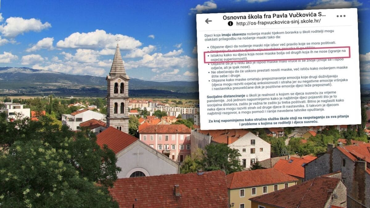 SAVJET SINJSKE ŠKOLE RODITELJIMA "Recite im da su djeca koja nose maske bolja od drugih koja ih ne nose"