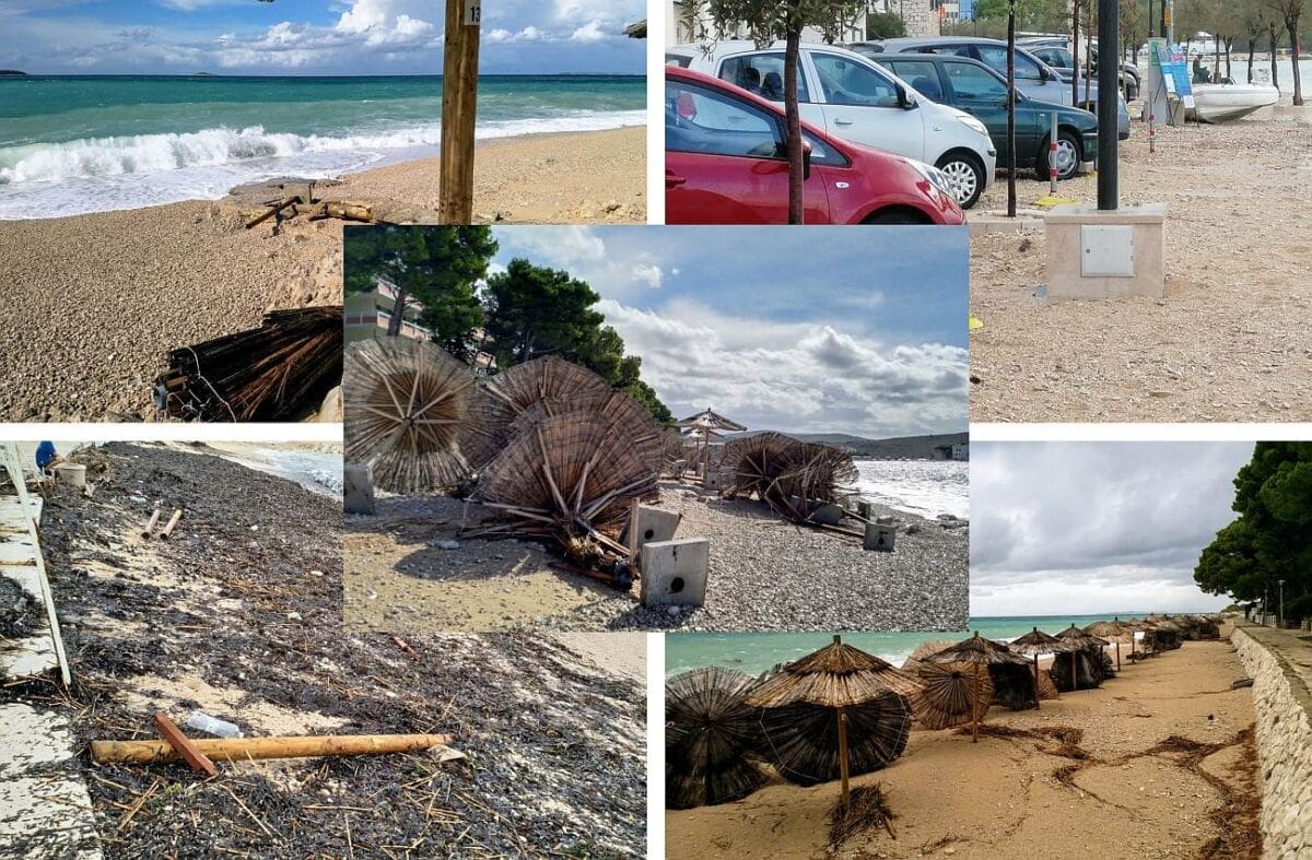VELIKA ŠTETA Snažna lebićada "pokosila" primoštensku rivu i obalu. Prošla dva olujna vala, stiže i treći