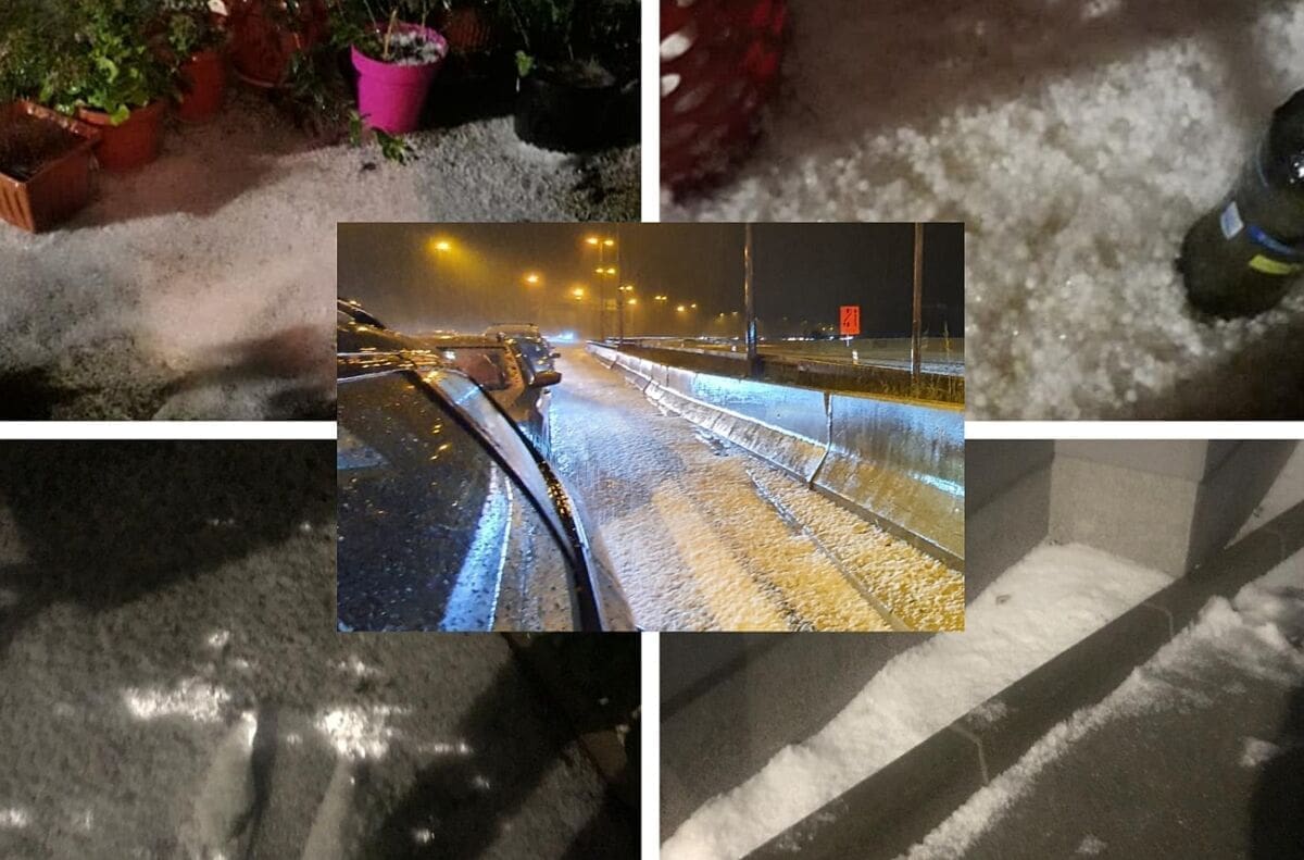 KAOS NA CESTI Kao usred zime: Tuča zabijelila Dugopolje i dio Klisa, sloj leda nekoliko centimetara