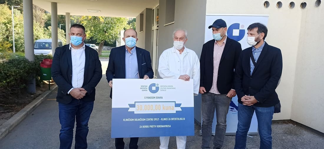 Obrtnička komora donirala 30 tisuća kuna "zaraznom" odjelu KBC-a Split: "Ima puno drugog potrošnog materijala kojeg je potrebno nabaviti"