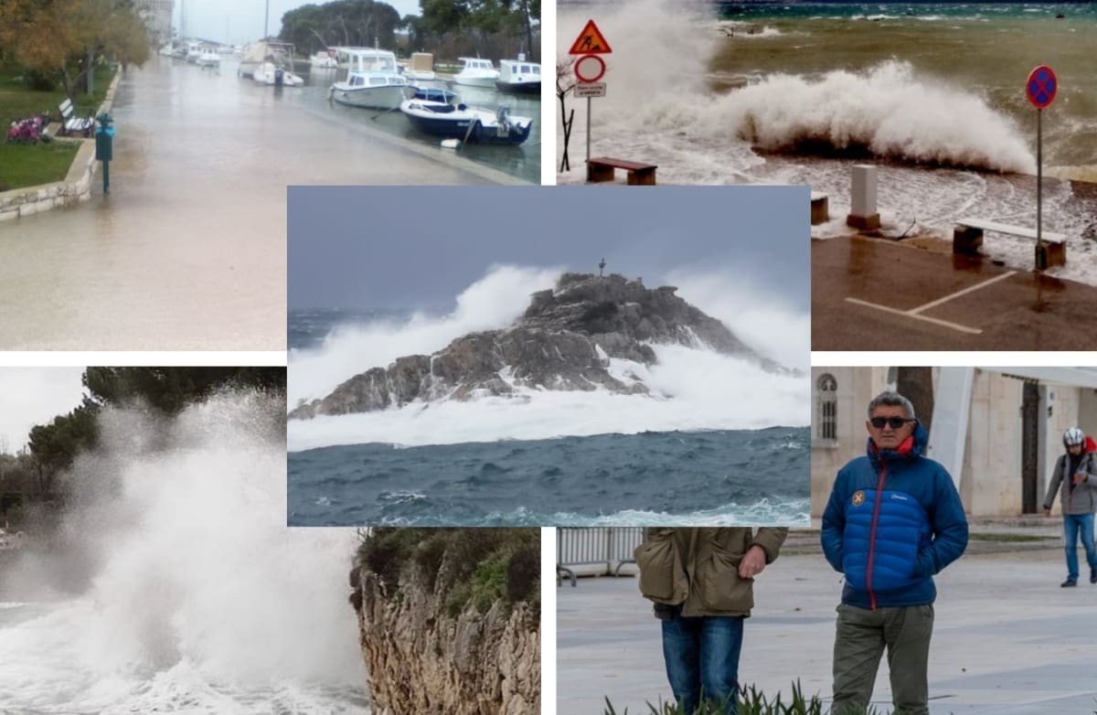 GRMLJAVINSKO NEVRIJEME SE BRZO PRIBLIŽAVA S MORA Naglo jačanje vjetra prije fronte, dio Trogira pod morem