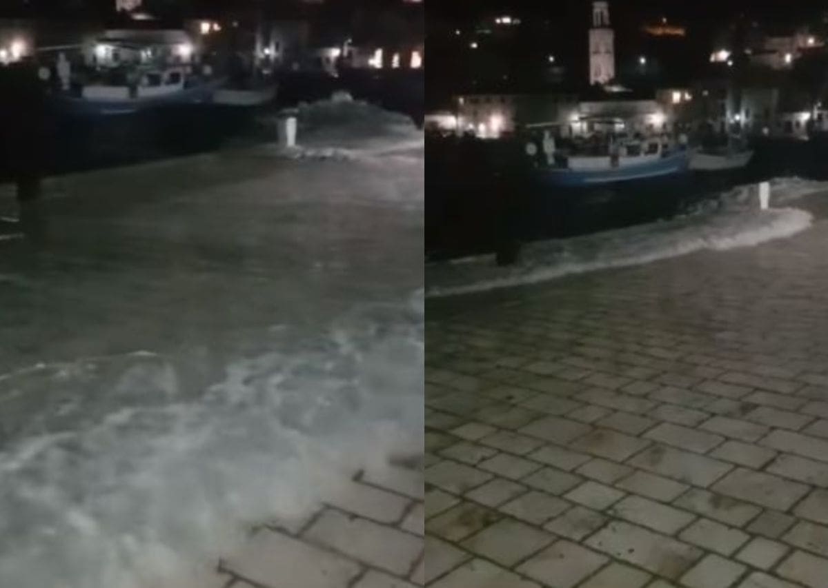 OLUJNI UDARI JUGA Poplavila obala na Hvaru!