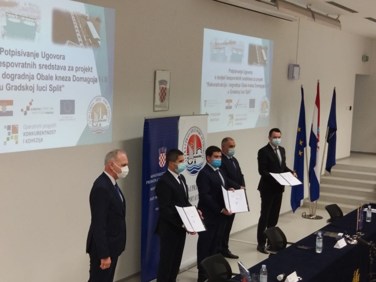 POTPISAN UGOVOR O DODIJELI BESPOVRATNIH SREDSTAVA: Rekonstruira se i dograđuje Obala kneza Domagoja I i II u Gradskoj luci Split