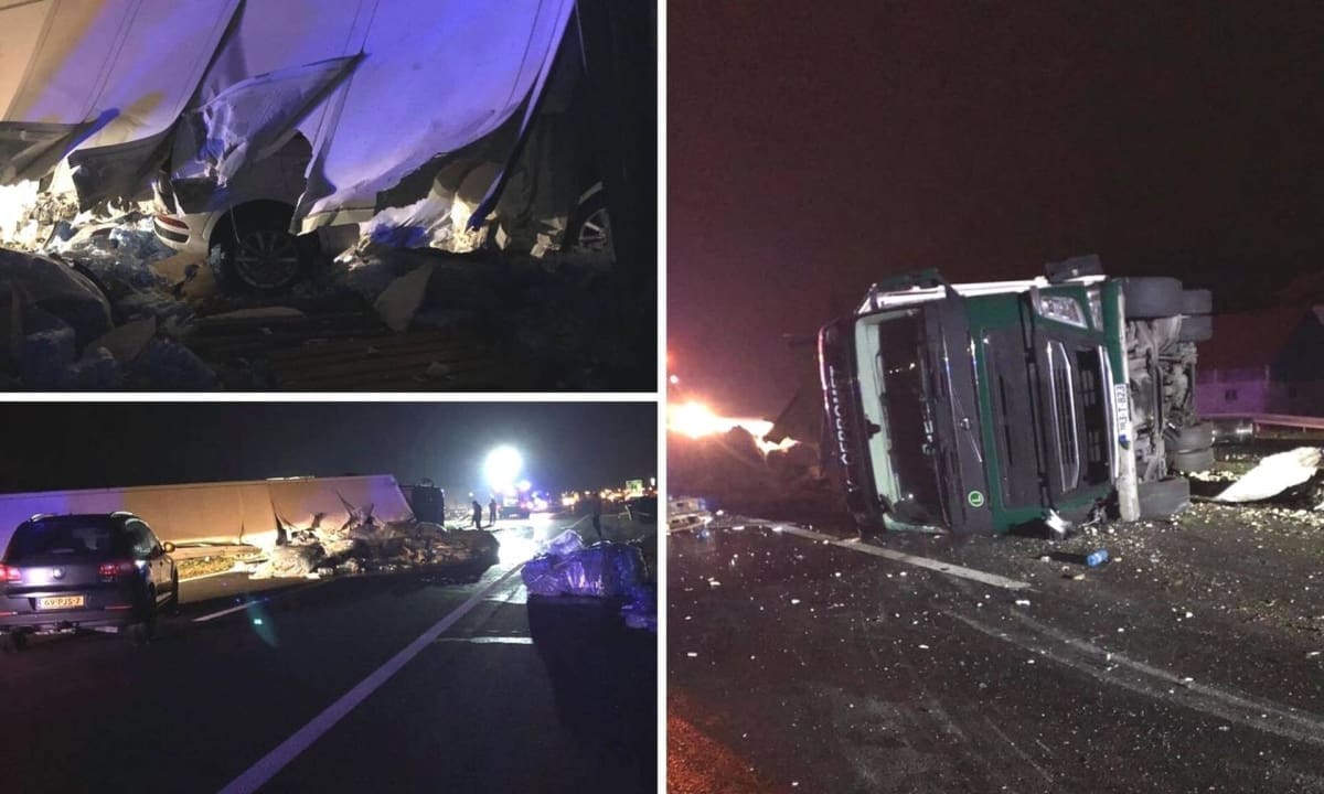 TEŠKA NESREĆA NA AUTOCESTI Sudar kamiona i dvaju auta. Promet obustavljen u oba smjera