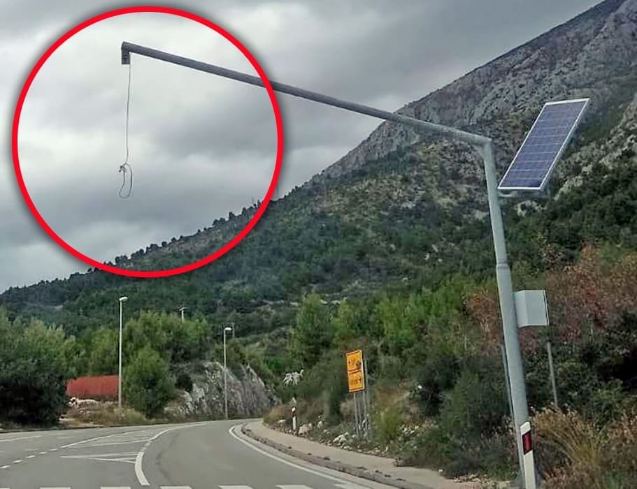 SAMO U DALMACIJI Stup i konop iznad glava vozača: "Netko stavio pršut da suši pa ga odvijugalo"