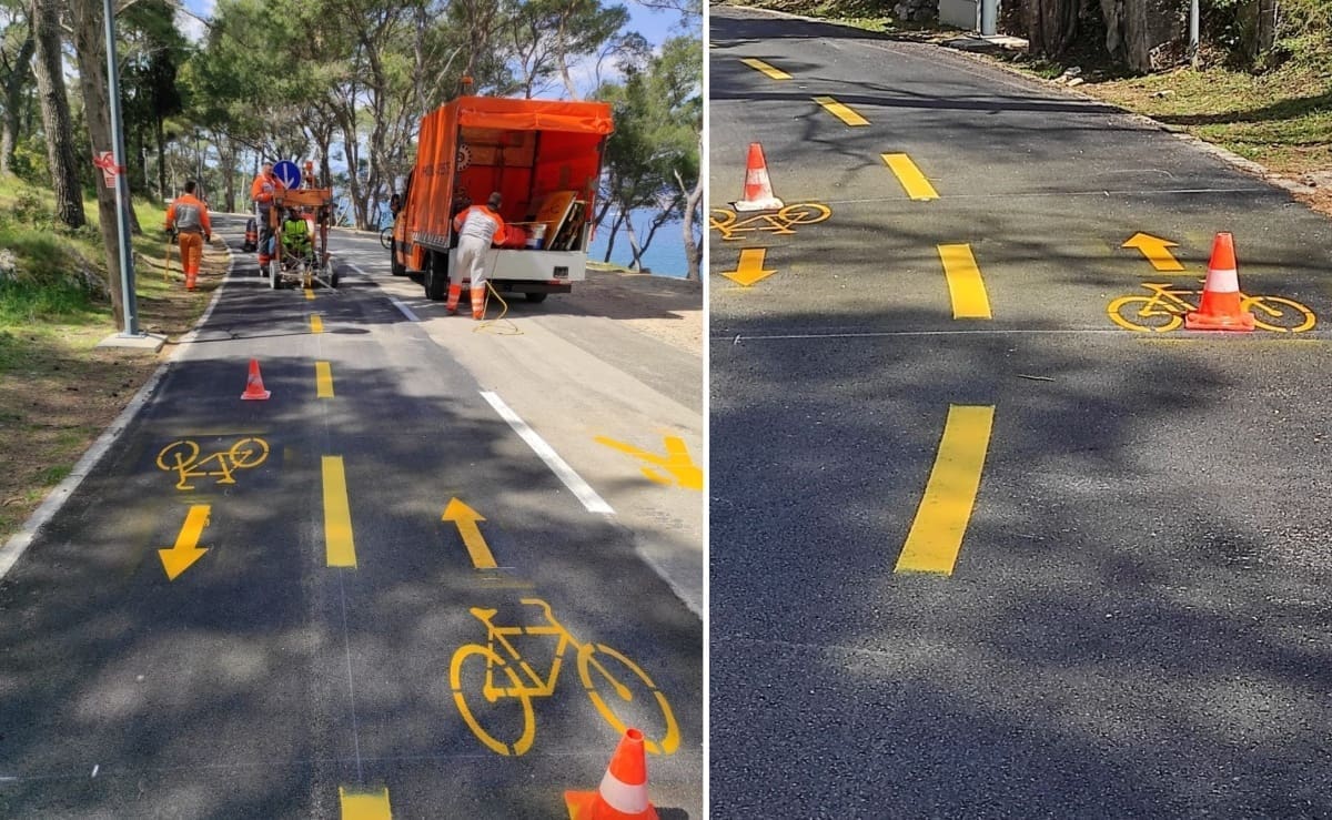 Obnovljena biciklistička staza na Marjanu: Novi asfalt i nova horizontalna prometna signalizacija