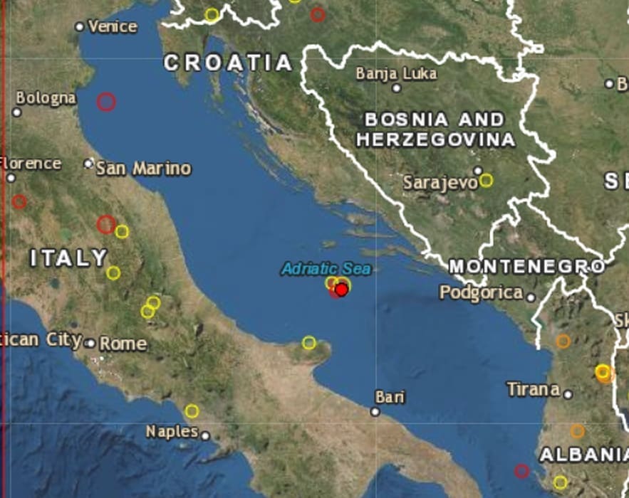 Zaredala tri potresa u srednjem i južnom Jadranu