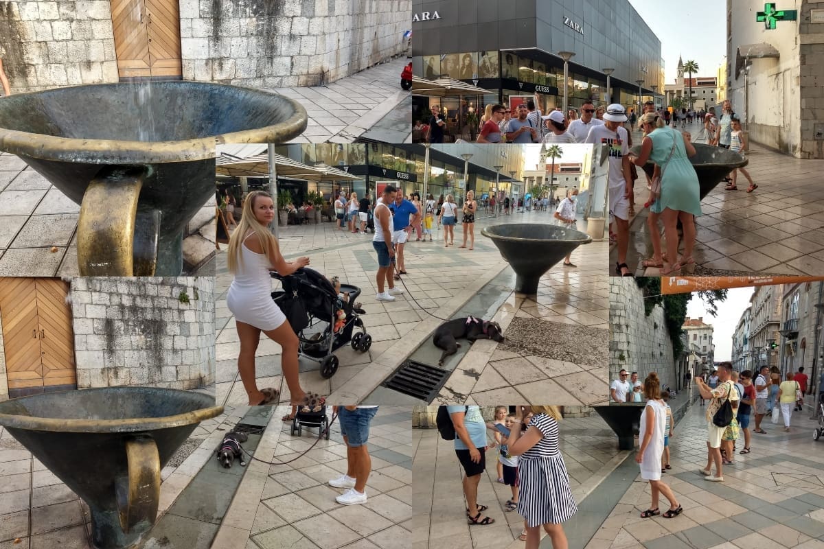 "PASJE VRUĆINE" Zavidan broj turista u centru Splita, žeđ se utaživala u pirji u Marmontovoj ulici