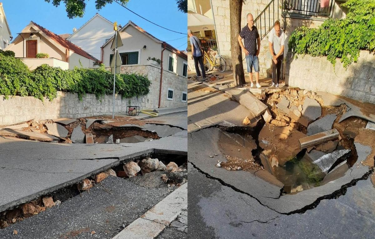 FOTO Eksplozija vodovodne cijevi stvorila krater širok četiri metra: "U tijeku je sanacija kvara"