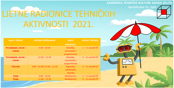Ljetne radionice tehničkih aktivnosti u ZTK grada Splita, donosimo raspored