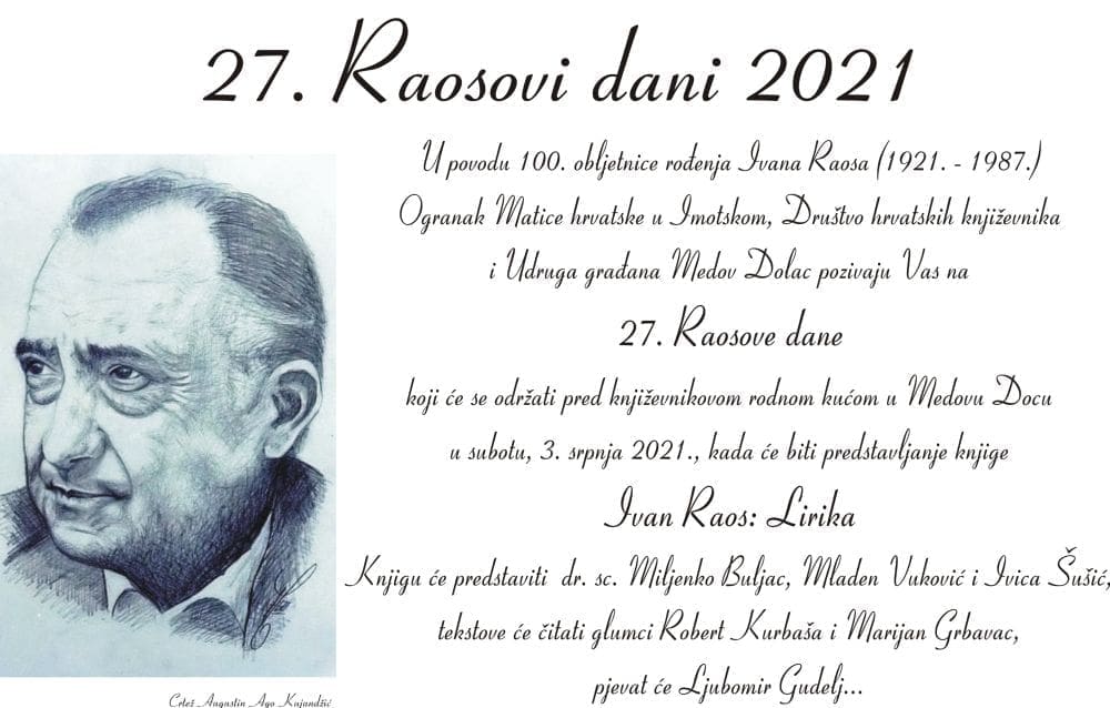 RAOSOVI DANI Održavaju se u Medovu Docu u povodu 100. obljetnice rođenja Ivana Raosa