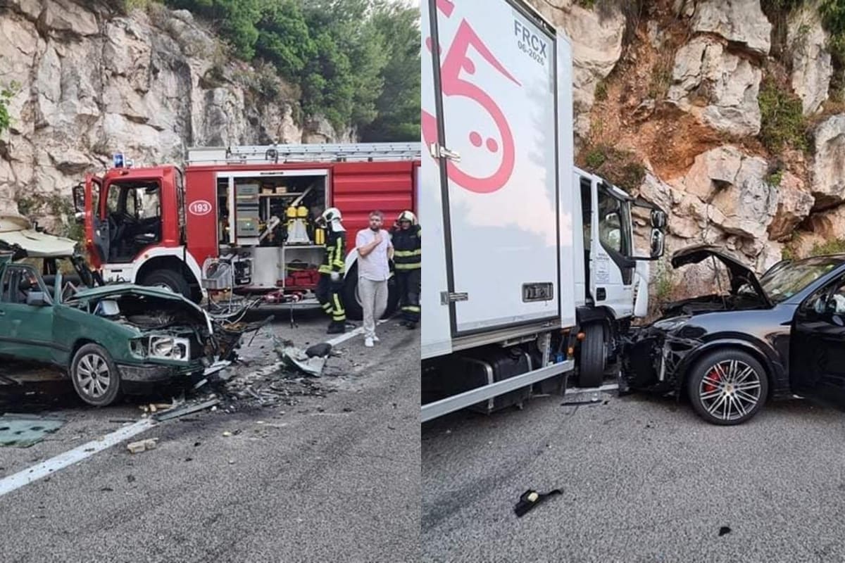 TEŠKA PROMETNA NESREĆA Sudar dva auta i kamiona, jedna osoba smrtno stradala