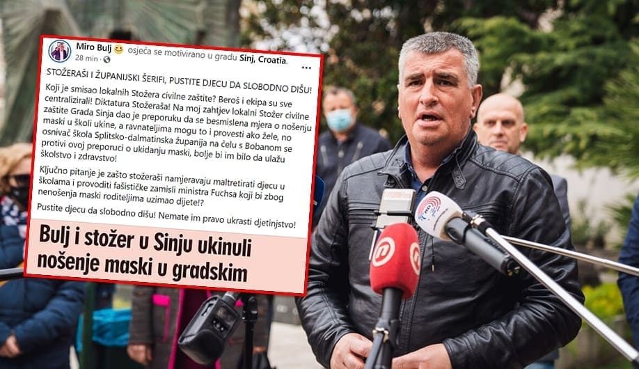 ŽESTOK JE OPET! Bulj napada: "Stožeraši i županijski šerifi, pustite djecu da slobodno dišu"