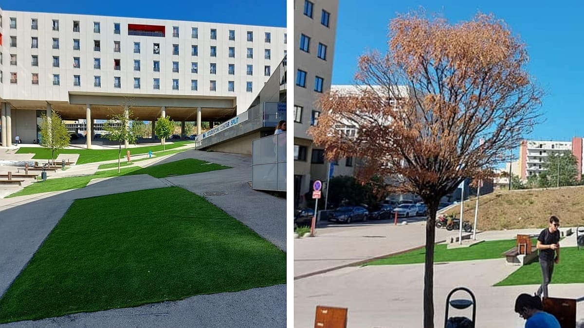 Studentski centar postavio umjetnu travu, dio studenata negoduje: "Zbog zalijevanja smo imali lomove, a uštedjet ćemo 25 tisuća kuna mjesečno"