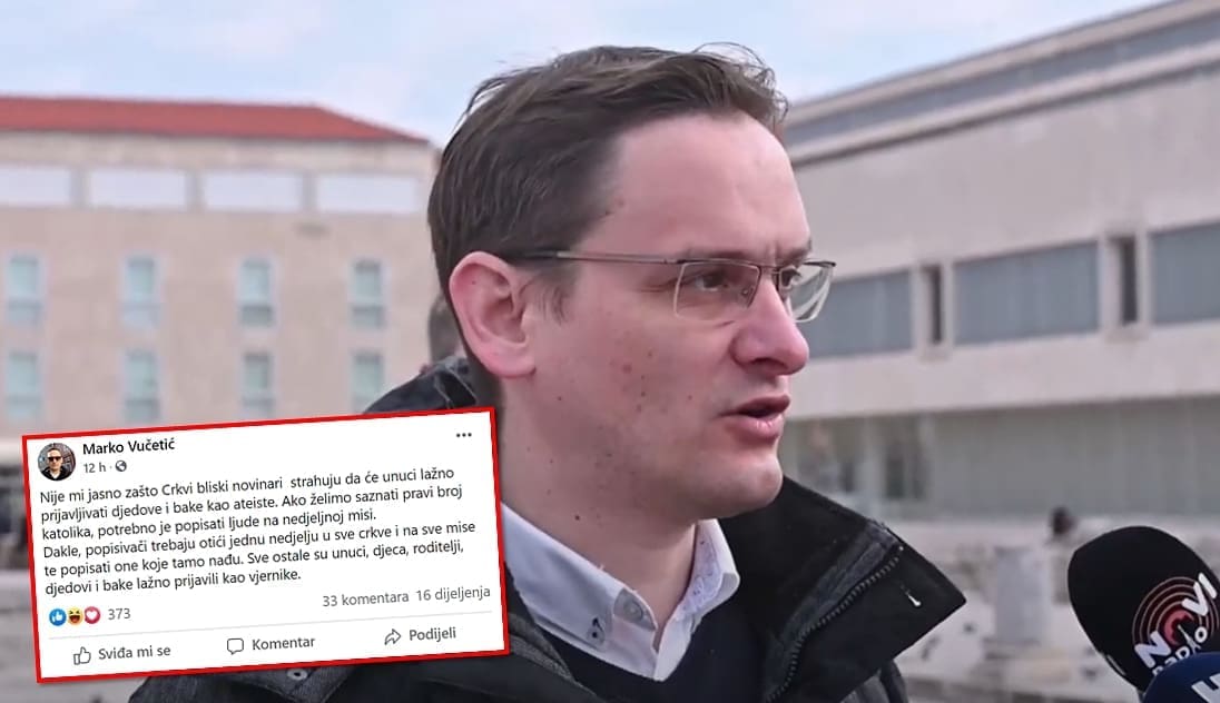 LAVINA REAKCIJA Zadarski predsjednik GV: "Zašto Crkvi bliski novinari strahuju da će unuci lažno prijavljivati djedove i bake kao ateiste?"