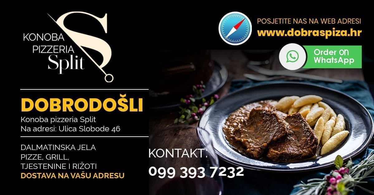 BESPLATNA DOSTAVA NA VAŠU ADRESU! Jeste li već kušali obilne i ukusne marende, ručkove i večere u Konobi pizzeriji Split?