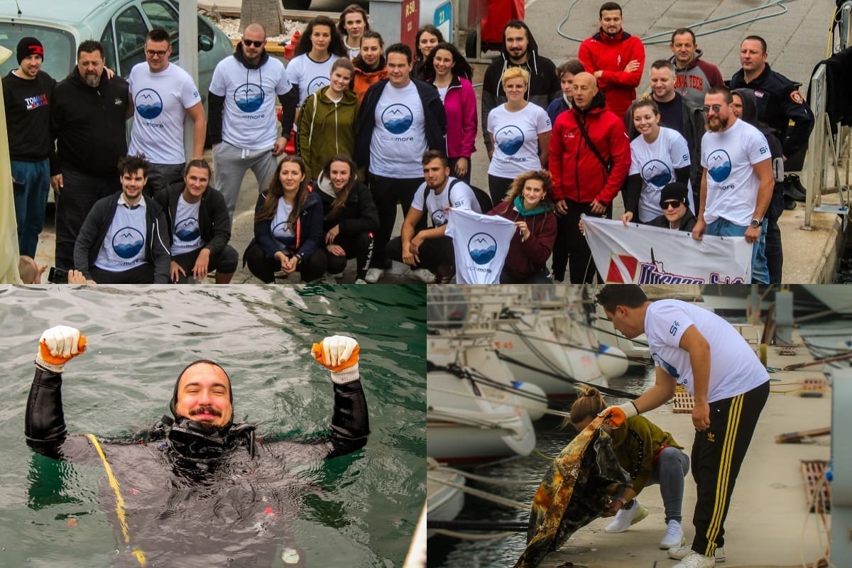 VELIKA AKCIJA ČIŠĆENJA Ronioci udruge Oceanus, djelatnici ACI marine Split i studenti Umjetničke akademije u Splitu očistili more i podmorje ACI marine Split