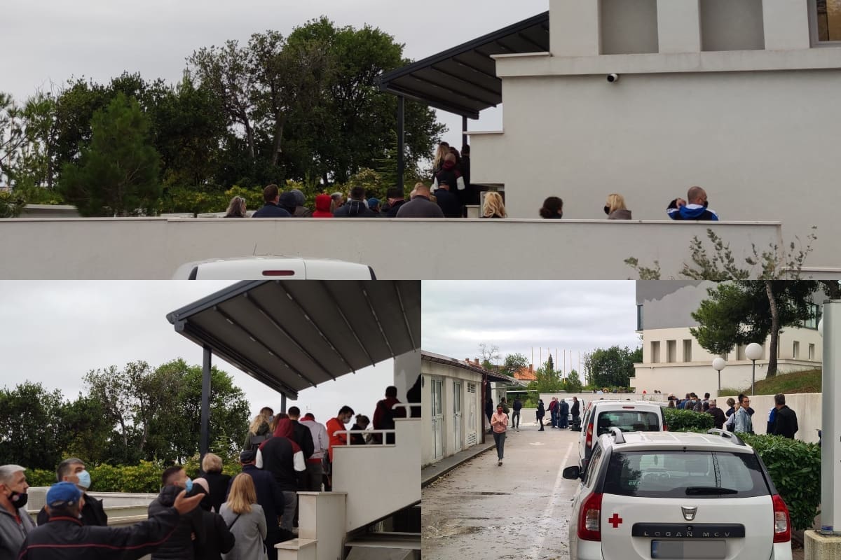 OGROMAN INTERES ZA CIJEPLJENJE Splićani od jutra čekaju u redu ispred "Higijenskog", danas se možete cijepiti i u ljekarni u Cityju