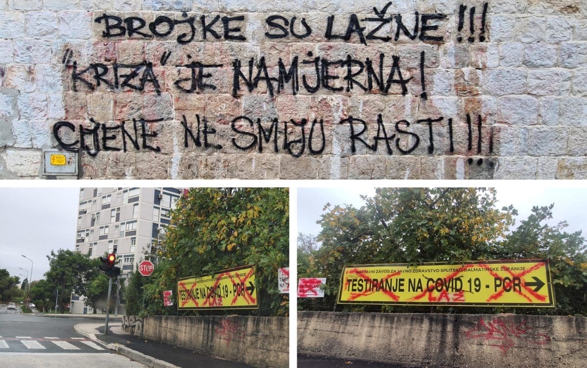 POSTOJI LI KORONA? Split je pun nevjerojatnih grafita: "Kriza je namjerna, brojke su lažne! Covid - laž"