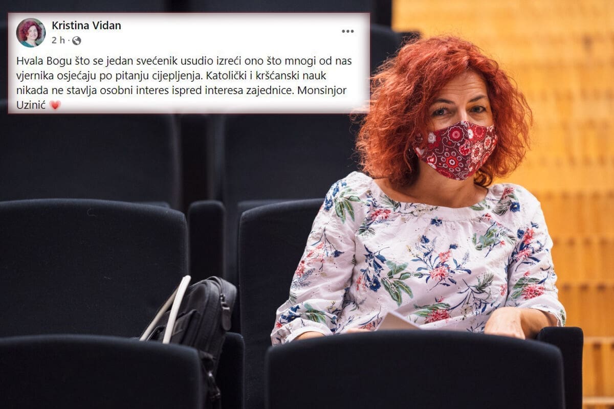 Kristina Vidan podijelila objavu mons. Uzinića: "Hvala Bogu što se jedan svećenik usudio izreći ono što mnogi od nas vjernika osjećaju po pitanju cijepljenja.