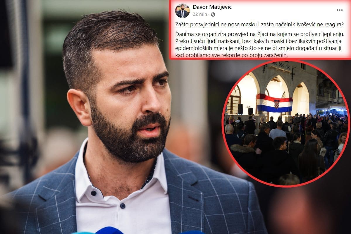 Matijević 'opleo' po Ivoševiću i prosvjednicima: "Zašto prosvjednici ne nose masku i zašto načelnik Ivošević ne reagira?"