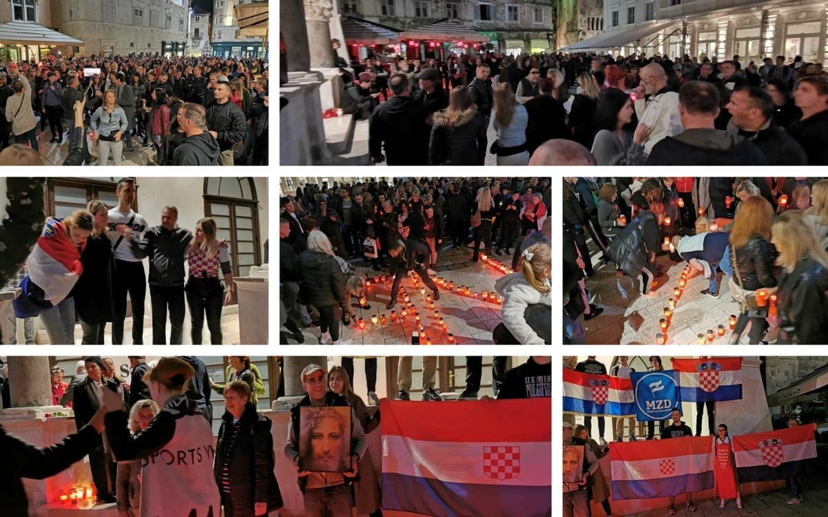 PREPUNA PJACA Pjevale se domoljubne pjesme: "Za slobodu spremni", orilo se centrom Splita, pozvali i Torcidu...