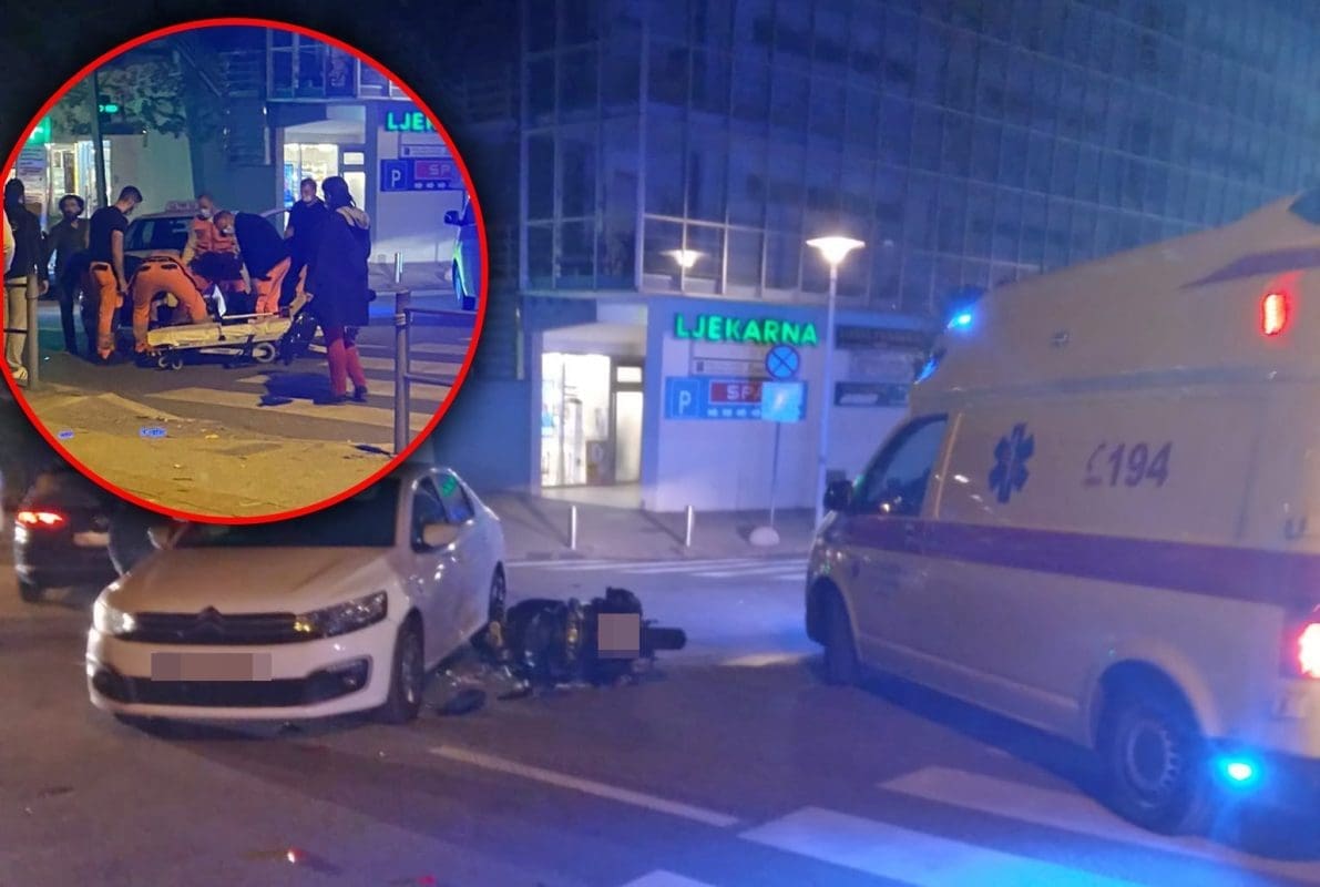 SUDAR KOD BOLNICE Motociklist završio pod taksijem kod Firula. Hitno je prevezen u bolnicu