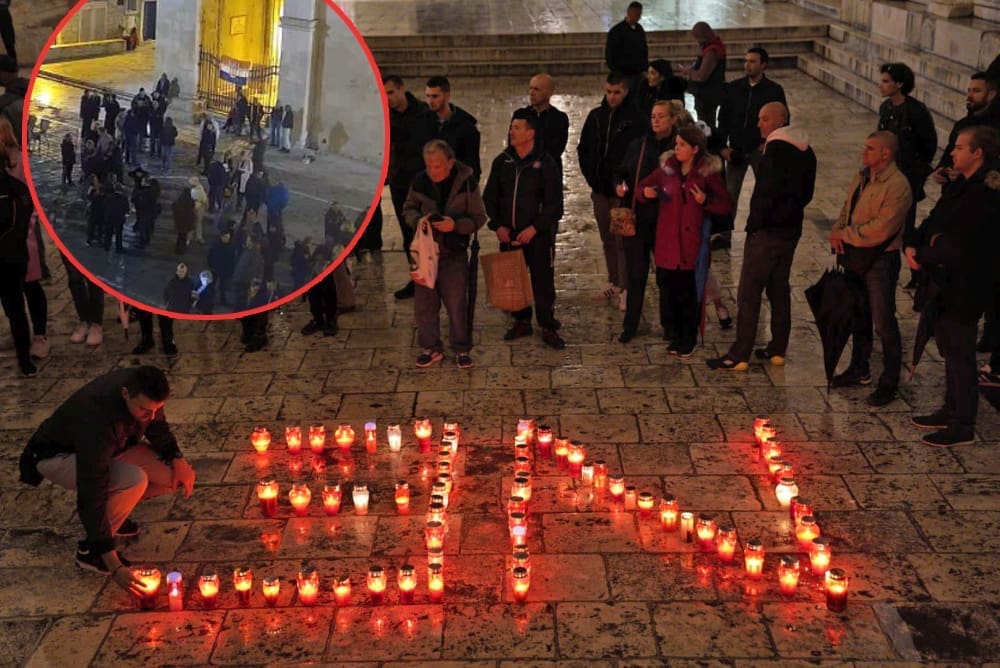 PROSVJED U TROGIRU Tijekom mirnog prosvjeda građani svijećama ispisali "NE"