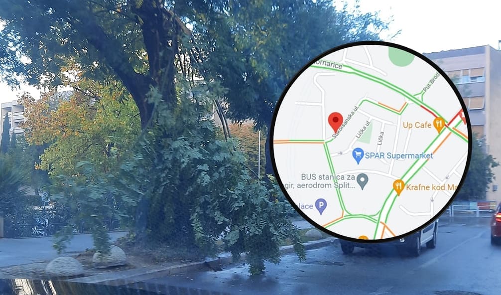 SPLIĆANI, OPREZ! Odlomila se velika grana u centru grada i zauzela je cijelu prometnicu