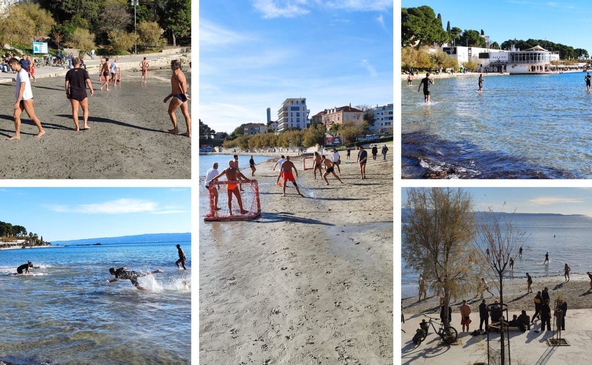 DAN ZA POŽELJETI Krcate Bačvice izmamile osmijeh na lice Splićanima, najhrabriji su se kupali, tražilo se mjesto više na štekatima...