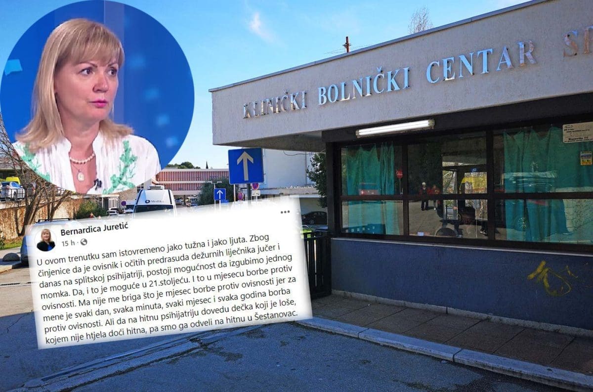 DRAMA U KBC-u SPLIT Bernardica Juretić optužila splitsku bolnicu: Ovisnika u teškom stanju 'na jedvite jade ostavili' u bolnici, pa ga otpustili nakon čega je završio u komi i intubiran
