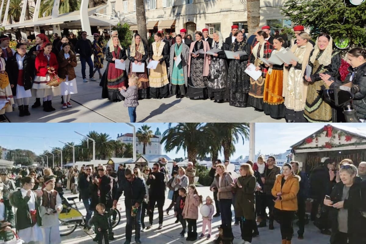 KUD JEDINSTVO Kolendavanjem pozdravili okupljene Splićane na Rivi, uzvratili im velikim pljeskom