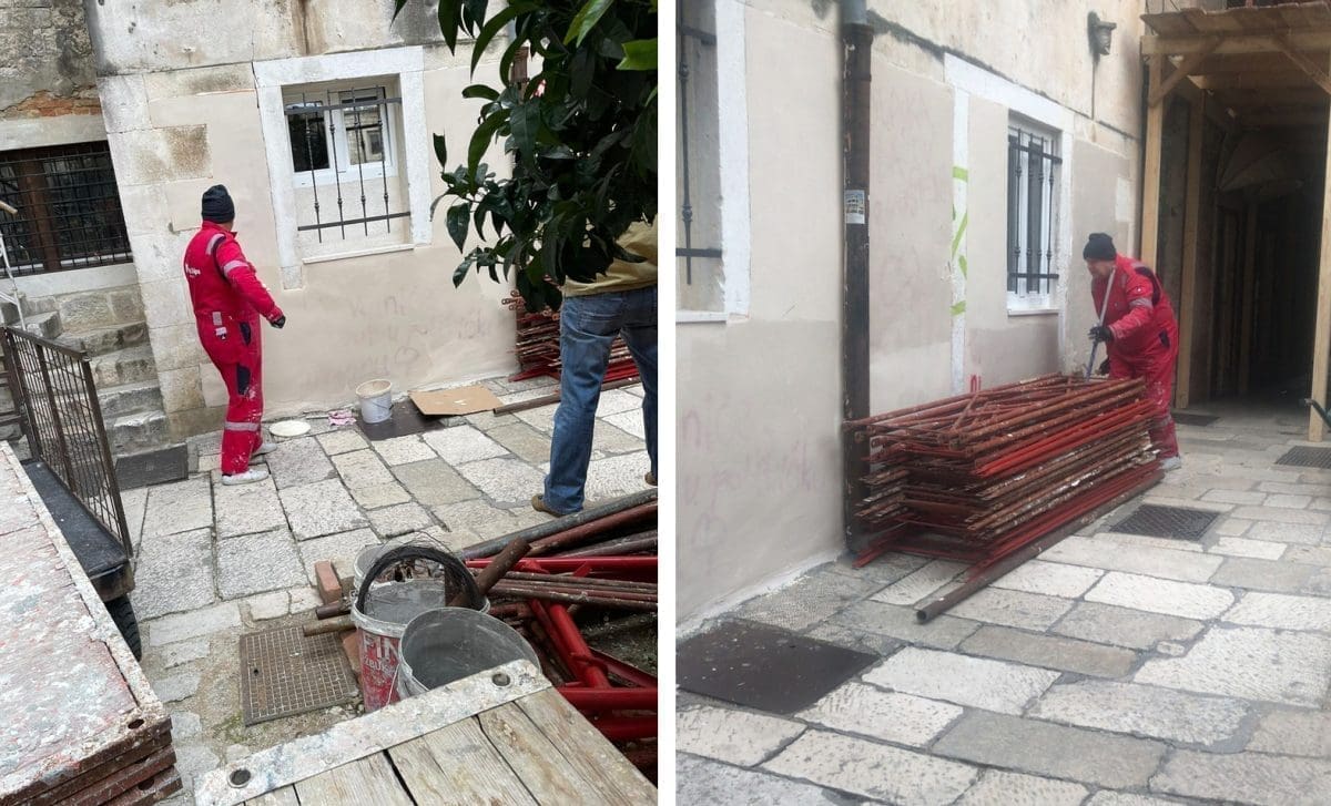 OPET 'AKCIJA' U SPLITSKOM GETU Ekspresno brzo prebojani uvredljivi grafiti. Komunalci su i subotom bili na zadatku...