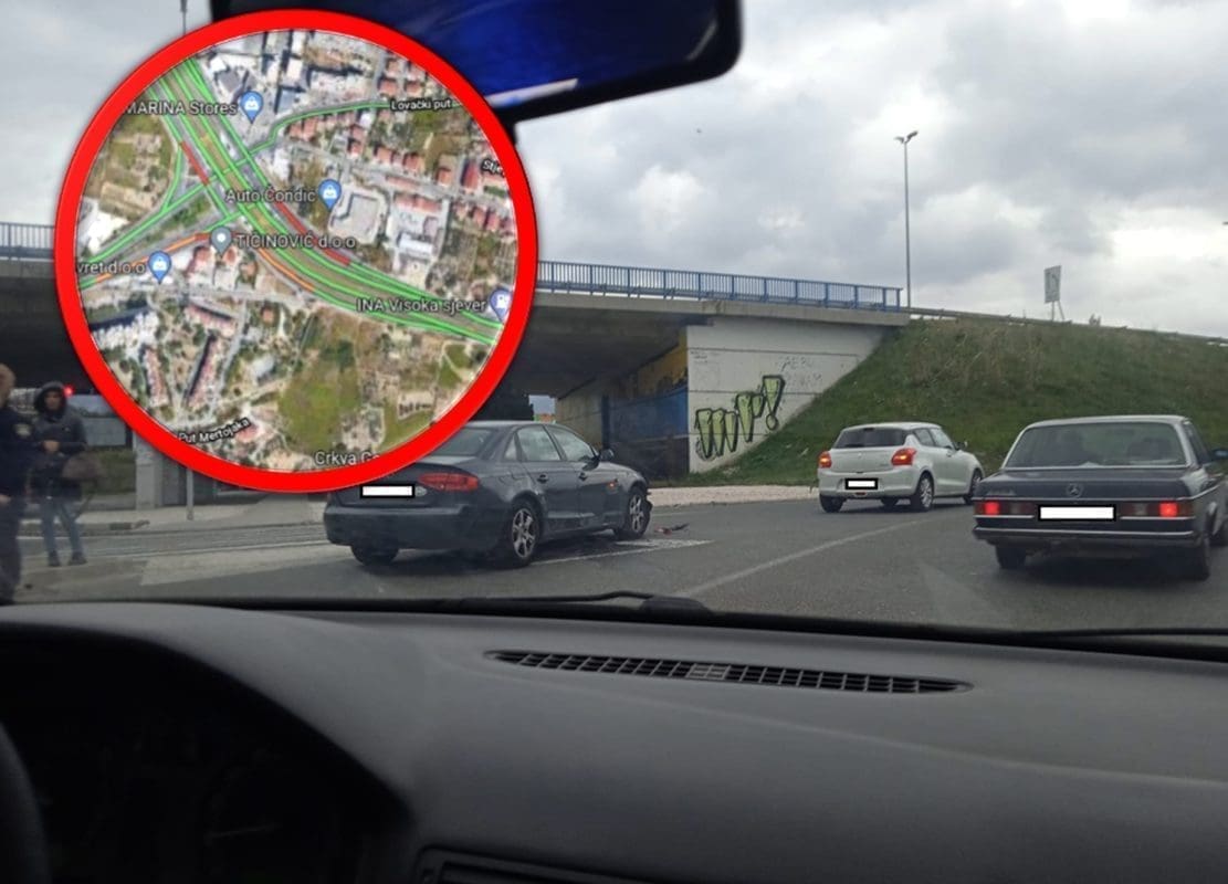 'KRŠ' NA IZLAZU IZ SPLITA Sudar dvaju osobnih vozila, nastala je velika gužva