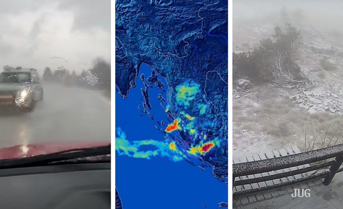 VIDEO Nevrijeme s tučom zahvatilo dio Dalmacije, u planinama počeo snijeg!