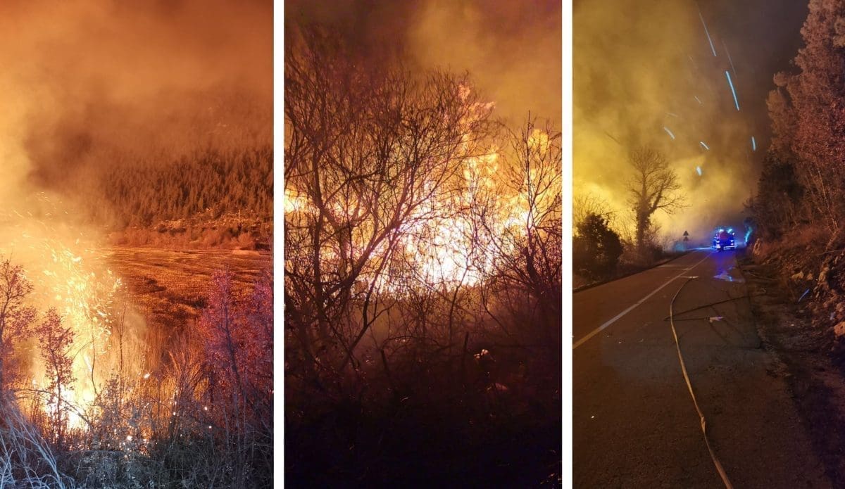 STRAŠNI PRIZORI Golema vatrena buktinja u Dalmaciji, vatrogascima su jak vjetar i niska temperatura otežavali gašenje