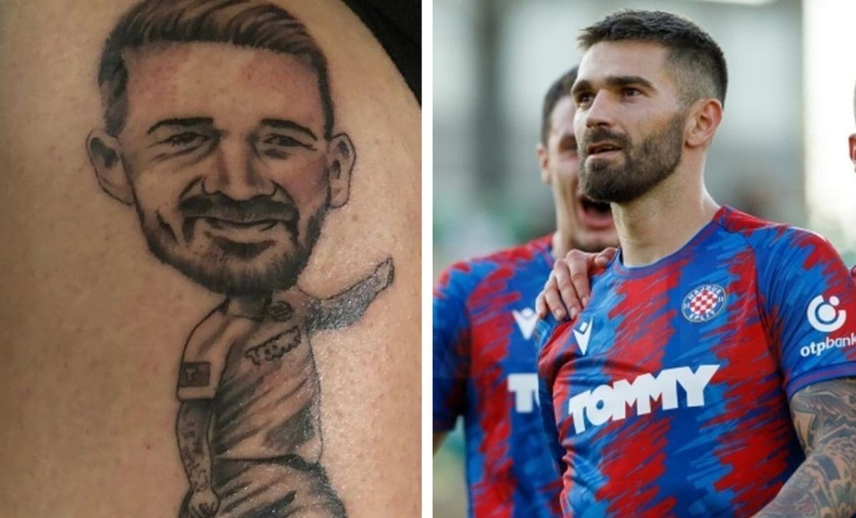 LIVAJAMANIJA SE NASTAVLJA Vatreni navijač tetovirao lik najboljeg igrača Hajduka: "Od balavog dječaka je postao tetovirani, bradati maverick"