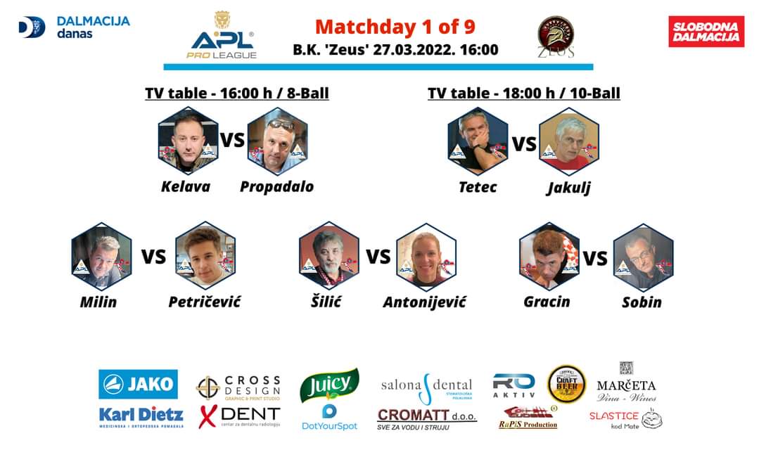 ADRIATIC POOL LEAGUE Ljubitelji biljara ovaj vikend će uživati