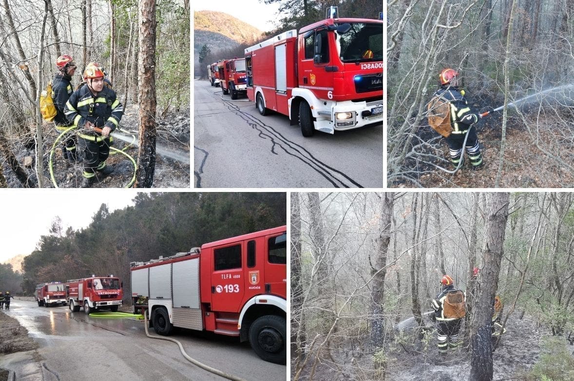 POŽAR NA OMIŠKOM PODRUČJU Od ranog jutra 25 vatrogasaca gasilo požar u mjestu Slime