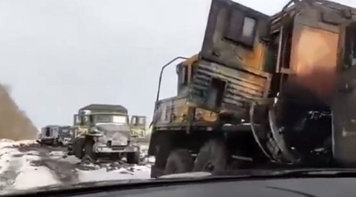 Ukrajinska vojska objavila snimku ogromnog uništenog ruskog konvoja