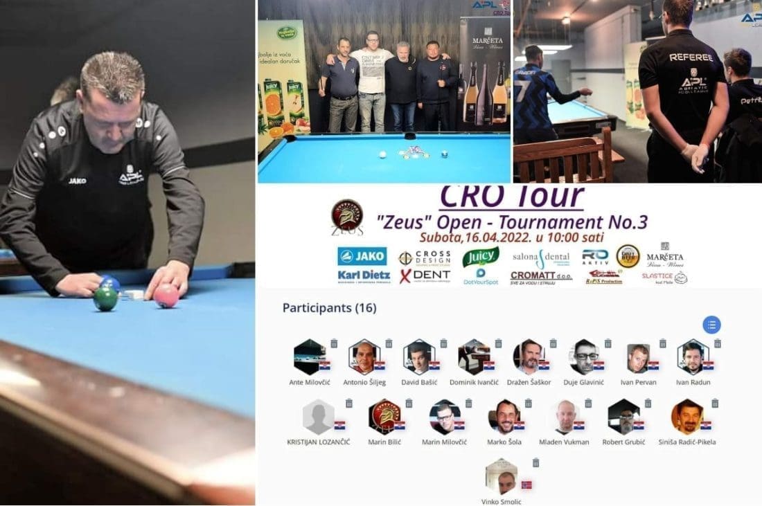 TREĆE KOLO APL 'PRO Leauge' Odigrat će se u nedjelju u biljarskom klubu Merit