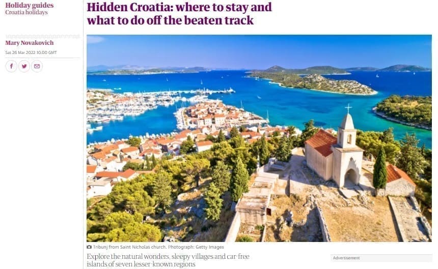 Britanski The Guardian o skrivenim hrvatskim turističkim destinacijama
