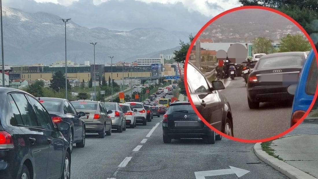 OGROMNA GUŽVA NA IZLAZU IZ GRADA Sudarili se osobno vozilo i motocikl