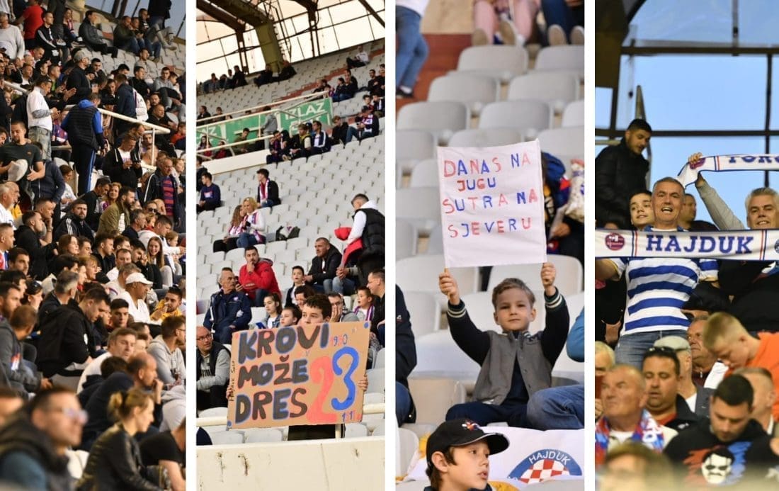 VESELO NA TRIBINAMA Dječaci očekuju dres igrača Hajduka, mnogi su stigli na Poljud i bodre "Bijele"
