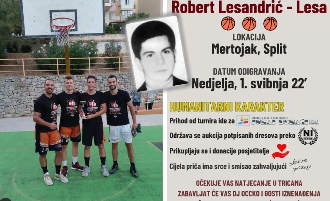 Ekipa s Mertojaka organizira humanitarni turnir za djecu Centra Juraj Bonaći: 1. Memorijalni 3x3 turnir "Robert Lesandrić - Lesa"