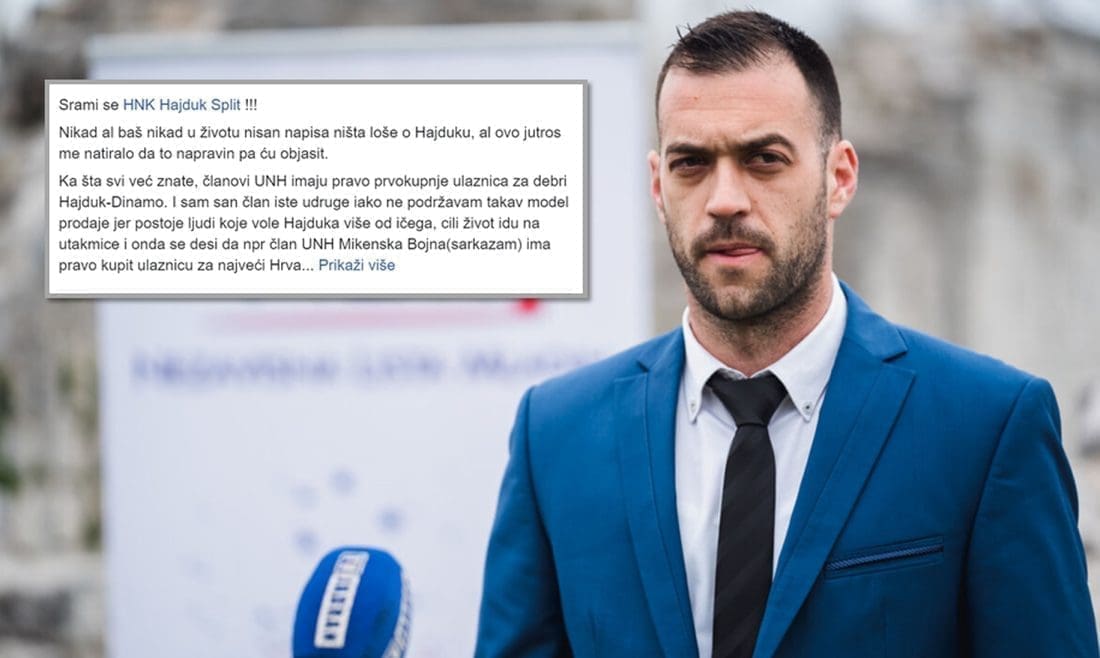 RAZOČARAN JE I LJUT Solinski političar: "Srami se HNK Hajduk, nikad nisam ništa loše napisa. Ovo me danas natiralo..."