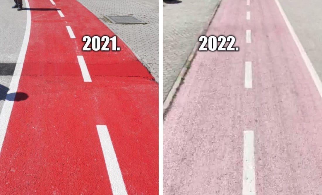 VIDEO Splićani se pitaju: Zašto biciklistička staza izgleda ovako godinu dana nakon bojanja?