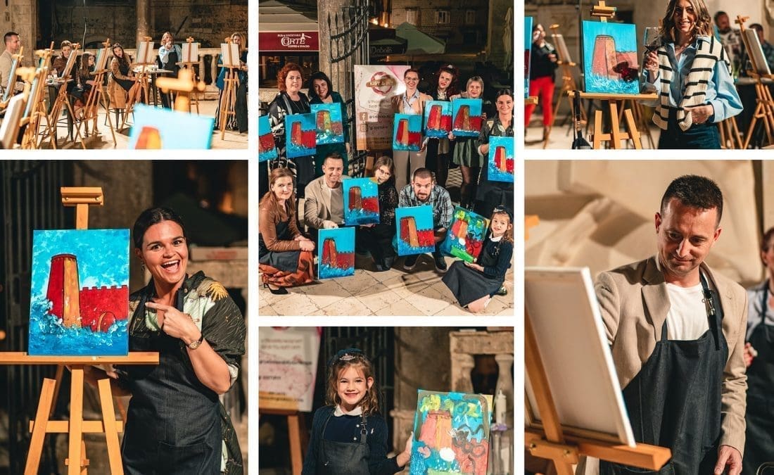 Slikarsko-vinska radionica oduševila poznate posjetitelje: U Trogiru novi hit - svi bi htjeli Kist i pit!