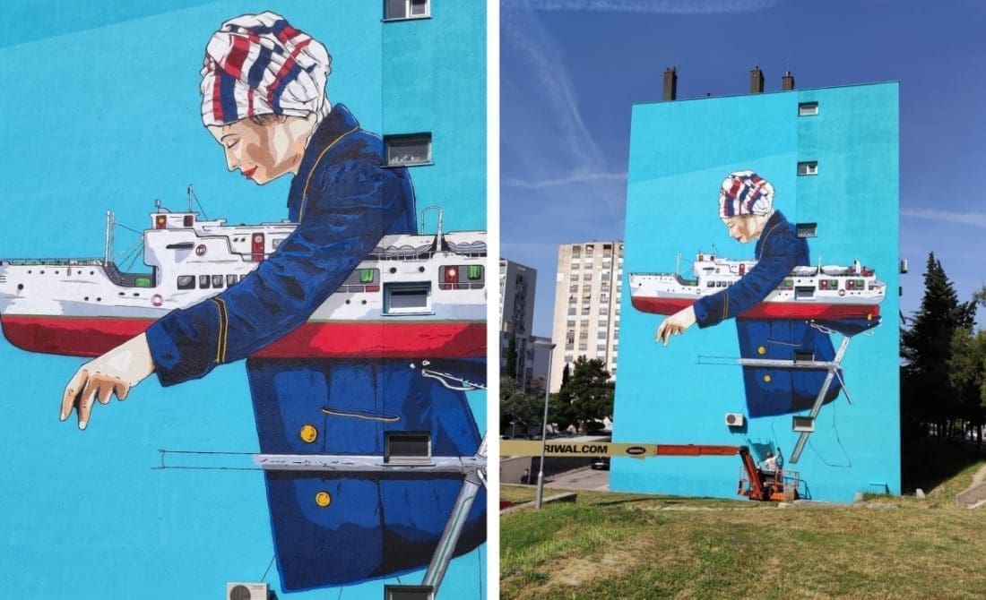 SPLIT DOBIO JOŠ JEDAN PREDIVAN MURAL Umjetnici ga posvetili starim zanatima: Zgradu na Plokitama krasi "maketarka!