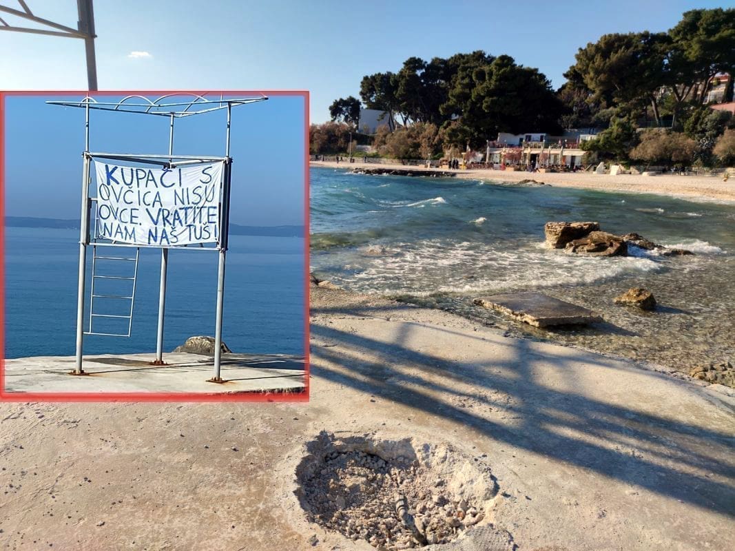 SPLIĆANI BJESNE Pod okriljem noći osvanuo transparent na popularnoj splitskoj plaži